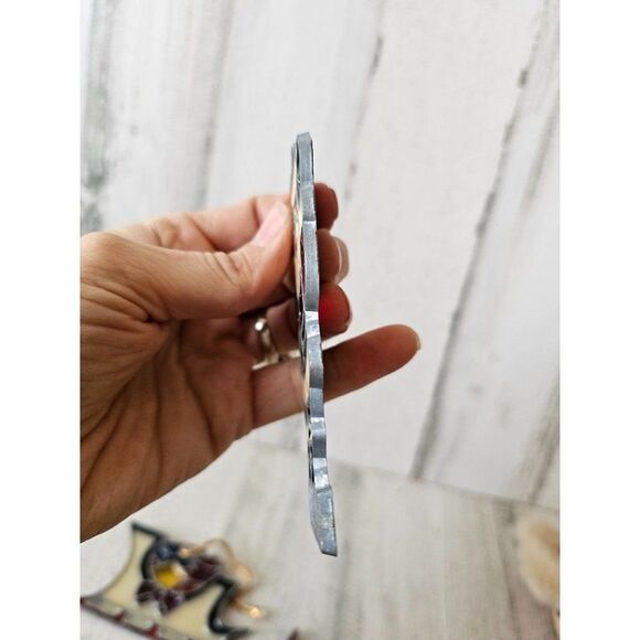 Vintage stained glass sleigh Santa ornament Xmas tree Sled - Picture 7 of 10